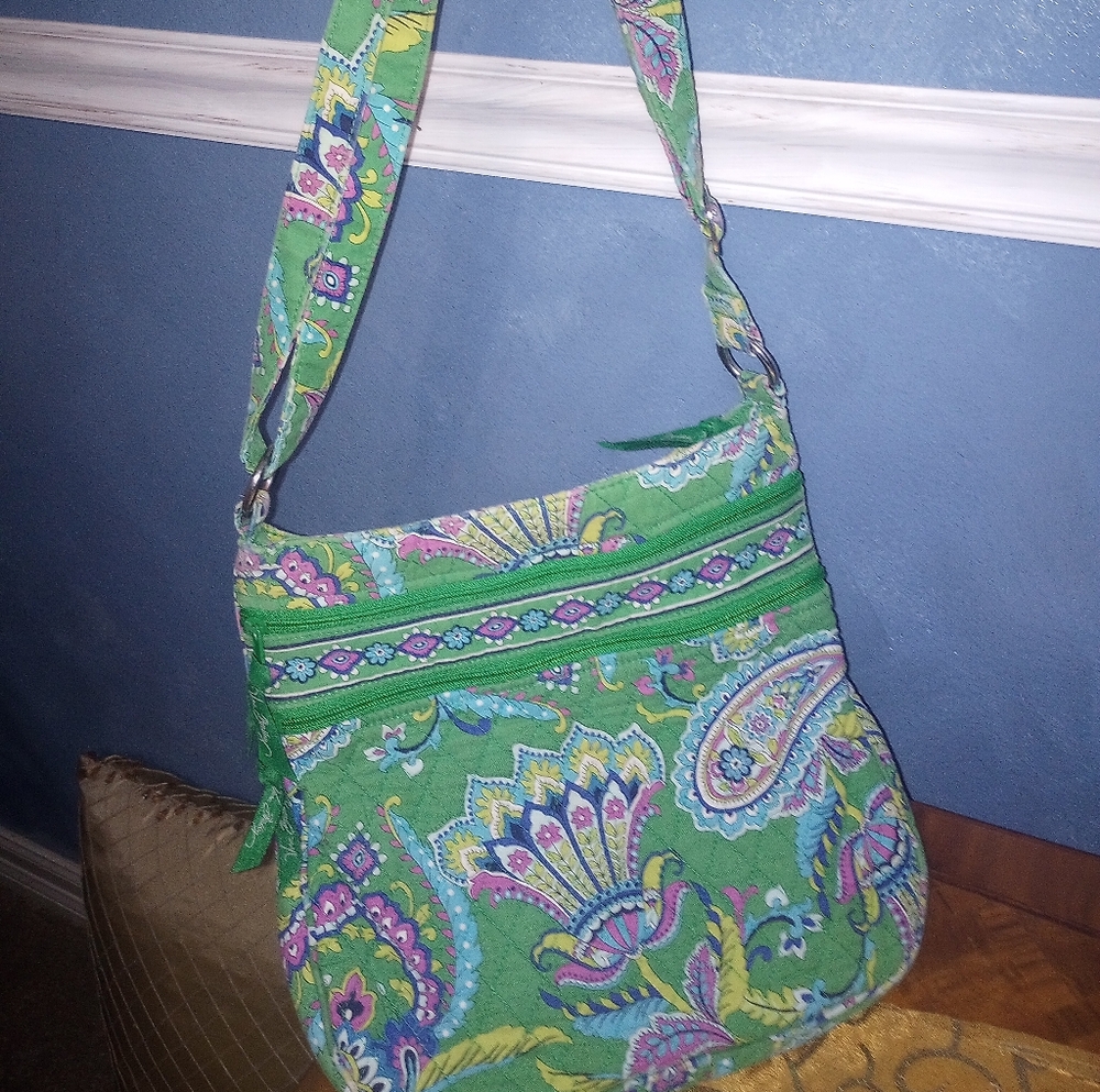 Vera Bradley Vibrant Green Paisley Crossbody Bag